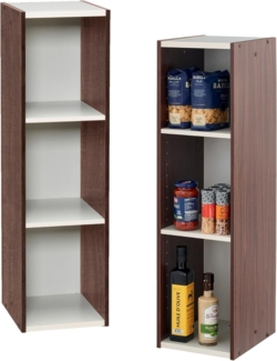 Iris Ohyama, Bücherregal mit 3 Ablagen, Set mit 2 Beistellmöbeln, Design, Modular, Büro, Schlafzimmer, Wohnzimmer - UB-9025 - Braun