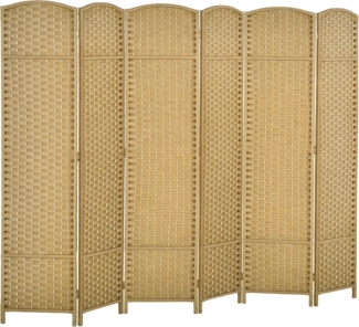HOMCOM Paravent 6-teilig 240 x 170 cm Faltbar Stellwand Raumtrenner (Raumteiler, 1 St, Trennwand), für Wohnzimmer, Schlafzimmer, Naturholz