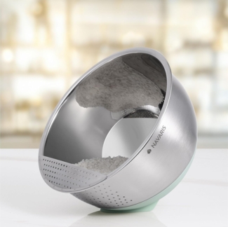 Navaris Seiher Reis Waschschüssel - Sieb Küche - Perfekt zum Waschen von Reis - 22cm, Edelstahl, (1-St)