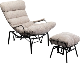 Kare Design Sessel + Hocker Vienna Swing, Beige, Schaukelsessel, Schwing-Funktion, 40 cm Sitzhöhe, Wohnzimmer, Schlafzimmer, 97 x 83 x 106 cm (H/B/T)