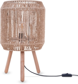 Paco Home Tischleuchte SOL, ohne Leuchtmittel, Boho Deko Lampenschirm Korb Holz E27