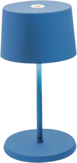 Zafferano, Olivia Mini Lampe, Tragbare und Wiederaufladbare Tischlampe mit Touch Control, Geeignet für Wohnzimmer und Außenbereich, Dimmer, 2700-3000 K, Höhe 22 cm, Farbe Capri Blau