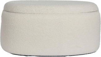Sitzhocker mit Stauraum oval 81cm Stoff Creme abnehmbarer Deckel gepolstert modern