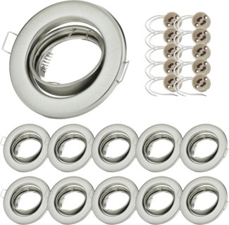Sweet LED Deckenspot 10er Set GU10 Einbaustrahler rund & schwenkbar 230V chrom-gebürstet, ohne Leuchtmittel, Einbauspots, Deckenlampe