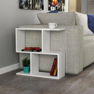 Dmora - Wohnzimmertisch Polyh, Niedriger Wohnzimmertisch, Kaffeeregal, Couchtisch für Sofa, 60x20h60 cm, Weiß