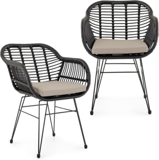 IDIMEX Gartenstuhl PARAMO (2 St), In & Outdoor Esszimmerstuhl 2er Set mit Metallgestell in Rattan Optik