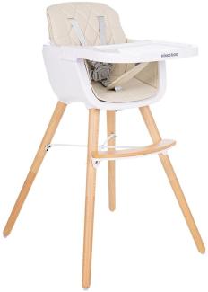 Kikkaboo, Kinderhochstuhl 2 in 1 Woody, Kinderstuhl, Tisch verstellbar, Gurt beige