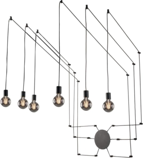 Außergewöhnliche 6 flammige Pendelleuchte Schwarz - Wandmontage