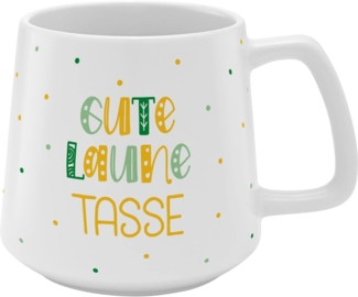 GRUSS & CO Tasse konisch "Gute Laune Tasse" | Steinzeug, 43 cl, mehrfarbig | Geschenk Freunde | 48446