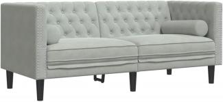 vidaXL Chesterfield-Sofa mit Nackenrollen 2-Sitzer Hellgrau Samt 372683
