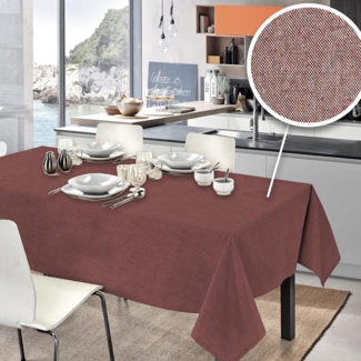 PENSIERI DELICATI Maxi Tischdecke 160x270 cm Made in Italy, 100% Reine Recycelte Baumwolle, Garngefärbt, Einfarbig Rot, für Drinnen und Outdoor, rechteckige ökologische Tischdecke