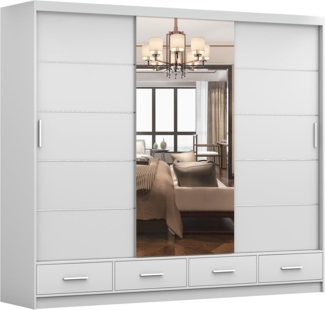 imoebel24 Schwebetürenschrank FLORENCE 250 cm - Weiss / Weiss