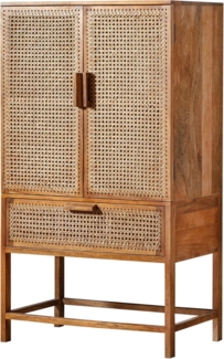 riess-ambiente Highboard BAMBOO LOUNGE 140cm natur, Massivholz · Schrank · Wohnzimmer · mit Wiener Geflecht · Urban Jungle