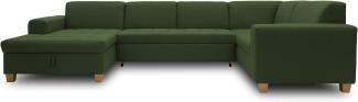 DOMO Collection Sugar Wohnlandschaft, Sofa, Couch, Polstergarnitur, Moderne U-Form, grün, 162 x 333 x 199 cm