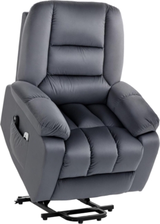 HOMCOM Massagesessel Elektrischer Aufstehsessel mit Seitentaschen (Fernsehsessel mit Fernbedienung, 1-St, Relaxsessel mit Liegefunktion), für Arbeitszimmer, Wohnzimmer, Grau