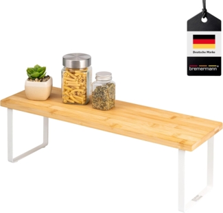 bremermann Küchenregal Gewürzregal, aus Bambus und weißem Metall, ca. 50 cm breit