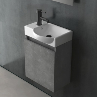 Alpenberger Waschbecken mit vormontiertem Unterschrank - Hand-Waschbecken - Badmöbel-Set für Badezimmer & Gäste-WC - Keramik - Komplett-Set Grau