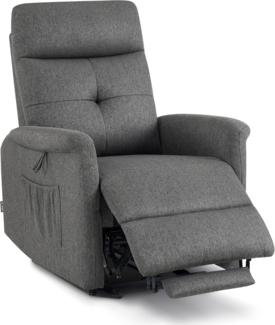 M MCombo Fernsehsessel Elektrisch Verstellbar, Relaxsessel mit Liegefunktion, Recliner Chair, Seitentasche & Haltebänder, Sessel Wohnzimmer, 7089 (Grau)
