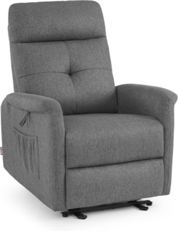 M MCombo Fernsehsessel Elektrisch Verstellbar, Relaxsessel mit Liegefunktion, Recliner Chair, Seitentasche & Haltebänder, Sessel Wohnzimmer, 7089 (Grau)