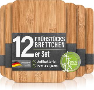 12er-Set Frühstücksbrettchen aus Bambus, 22 x 14 x 0,8 cm