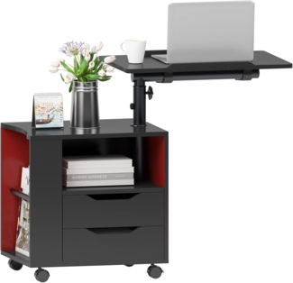 sogesfurniture Nachttisch, höhenverstellbar, beweglich, Schlafzimmer-Beistelltisch, Überbett, Nachttisch, stapelbarer Beistelltisch, Schlafzimmermöbel, Schwarz