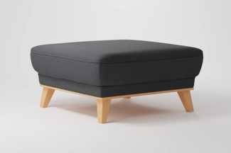 CAVADORE Polsterhocker Lima / Hocker mit Holzrahmen, als Beistellhocker oder Sitzplatz / Strukturstoff, Dunkelgrau