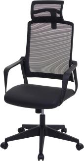 Bürostuhl HWC-J52, Drehstuhl Schreibtischstuhl, ergonomisch Kopfstütze, Kunstleder ~ schwarz