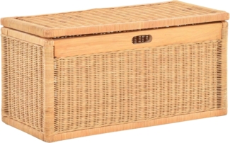 Krines Home Wäschetruhe Korb mit Deckel Rattan geflochten Regalkorb Schrankkorb Aufbewahrung, 68 cm Breit, mit Klappdeckel