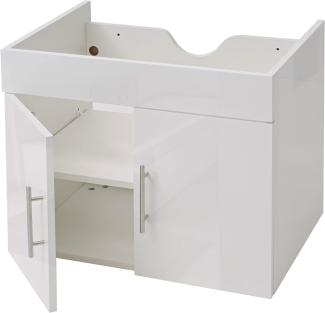 Waschbeckenunterschrank HWC-D16, Waschtischunterschrank Waschtisch Unterschrank Badmöbel, FSC® hochglanz 60cm ~ weiß