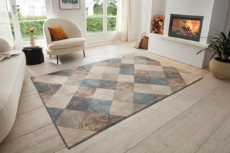 HANSE Home Teppich Bakke, rechteckig, Höhe: 8 mm, Kurzflor, Läufer, Rauten-Muster, Wohnzimmer, Schlafzimmer, Esszimmer