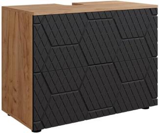 Vicco Waschbeckenunterschrank Irma Eiche Anthrazit 80 x 59 cm 2 Schubladen Badezimmer