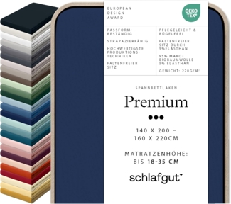 Schlafgut Spannbettlaken Premium, Mako-Zwirn-Jersey, Gummizug: rundum, (1 Stück), nachhaltige Zero Waste Verpackung