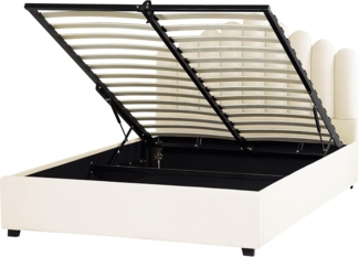 Beliani 'Vincennes' Polsterbett mit Stauraum, Samt, Weiß, 160x200 cm