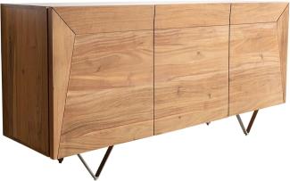 Sideboard Kayu 145x40x70 cm Akazie Natur 3 Türen V-Fuß