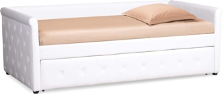 Menzzo Garry Ausziehbares Einzelbett mit Kunstlederbezug Weiß