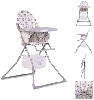 Moni Kinderhochstuhl Scaut, 5-Punkt-Sicherheitsgurt, Zubehörkorb, klappbar grau