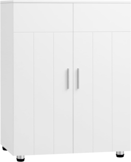 EUGAD Badezimmerschrank,schmaler Badschrank,Beistellschrank, Kommodemit 3 Ablagen, Schranktür, verstellbare Ablage, für Wohnzimmer, Küche, Flur, Freistehend Weiß