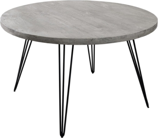 riess-ambiente Esstisch SCORPION Ø120cm grau / schwarz · 4,5cm Tischplatte (Einzelartikel, 1-St), Küche · Mango-Massivholz · Metall · rund · Hairpin Legs · Retro Design