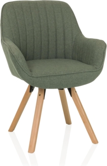hjh LIVING Esszimmerstuhl Polsterstuhl SCANDI SOFT Stoff mit Armlehnen (1 St), Stuhl im Scandi-Look, Sitz drehbar, bequem gepolstert, Holzfußkreuz