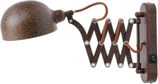 Lindby Wandleuchte Curtis, dimmbar, Leuchtmittel nicht inklusive, Antik, Metall, rost, gold, 1 flammig, E14, Wandstrahler