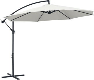 Outsunny Ampelschirm mit Handkurbel, Polyestergewebe, creme, 295 x 295 cm