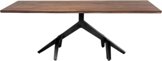 Kare Design Tisch Roots Dark, Braun, 8-10 Personen, Pflegeleicht, Skulptural, Elegant, Großer Esszimmertisch, Minimalistisches Design, Walnuss Massivholz, Robust, Stahl Gestell, 77 x 100 x 220 cm (HxBxT)