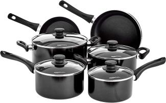 AmazonBasics 6-teiliges Kochgeschirr-Set, nicht-haftend, für Induktionsherde, mit Deckeln
