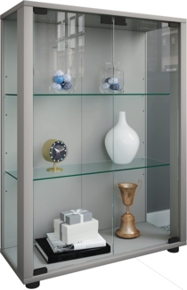 VCM Standvitrine Sintalo 911994 Silber H. 80 x B. 60 x T. 25 cm