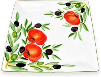 Lashuma Servierteller »Tomate Olive«, Keramik, (1-tlg), Servierplatte Quadratisch, Obstteller 27x27 cm