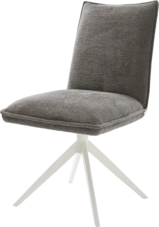 Drehstuhl Lelio-Flex Bouclé Soft Schlamm Kreuzgestell breit Weiß 360° drehbar Wippfunktion Taschenfederkern