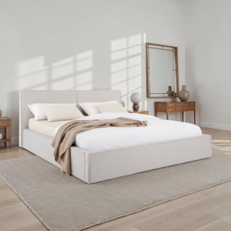 IDIMEX Polsterbett CALM, Doppelbett 180x200 cm in Leinenoptik inkl Lattenrost und Kopfteil grau