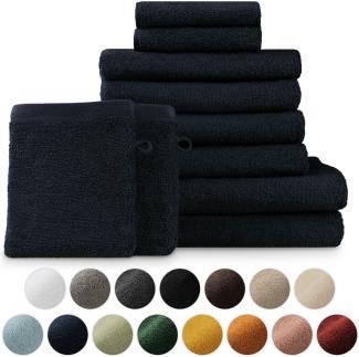 Blumtal Premium Frottier Handtücher Set mit Aufhängschlaufen - Baumwolle Oeko-TEX Zertifiziert, weich, saugstark - 2X Badetuch, 2X Handtuch, 2X Gästehandtuch, 2X Waschlappen, Dunkelblau