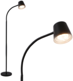 BRILONER - LED Stehlampe kabellos mit Touch, stufenlos dimmbar, Akku & Lichtquelle tauschbar, Akku Stehleuchte, Leselampe, Wohnzimmerlampe, Deckenfluter, Standleuchte, 126,5 cm hoch, Schwarz