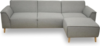 DOMO. collection Ecksofa Jules FK, skandinavisches Sofa mit Federkern, Couch Garnitur mit Holzfüßen, 268 x 159 x 81 cm (BxTxH), Eckganitur mit Longchair rechts, silber